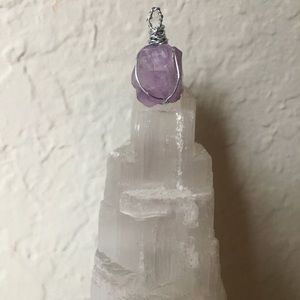 raw natural amethyst pendant necklace